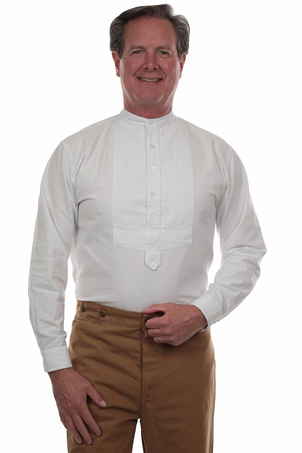 Scully White Shirt W/Paisley Inset Bib