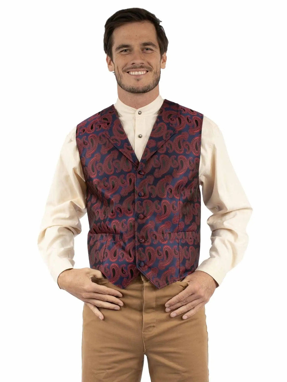 Scully Leather Blue Paisley Vest - Scully Leather