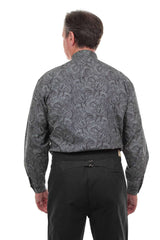 Scully Navy Floral Print Band Collar Shirt