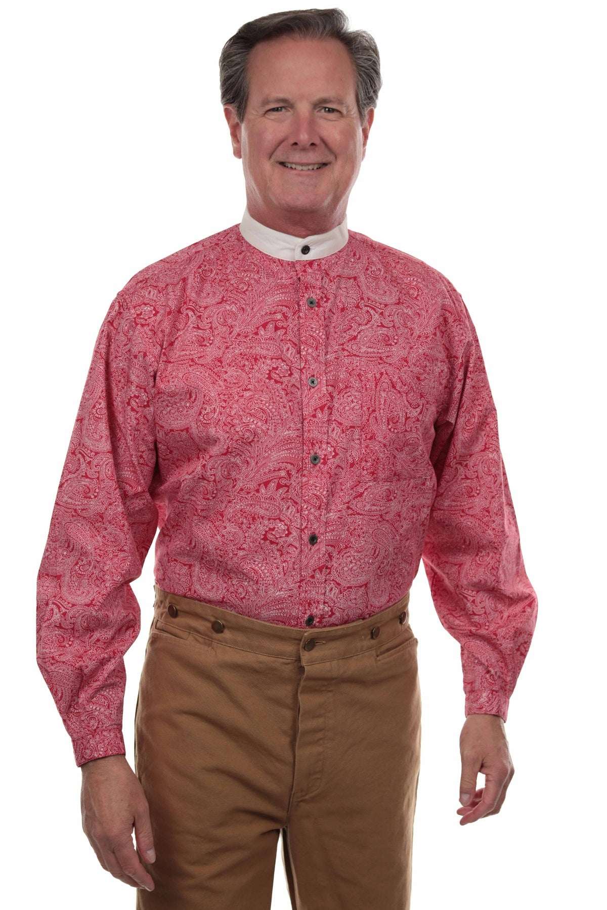 Scully Red Paisley Floral W/Cont. Collar