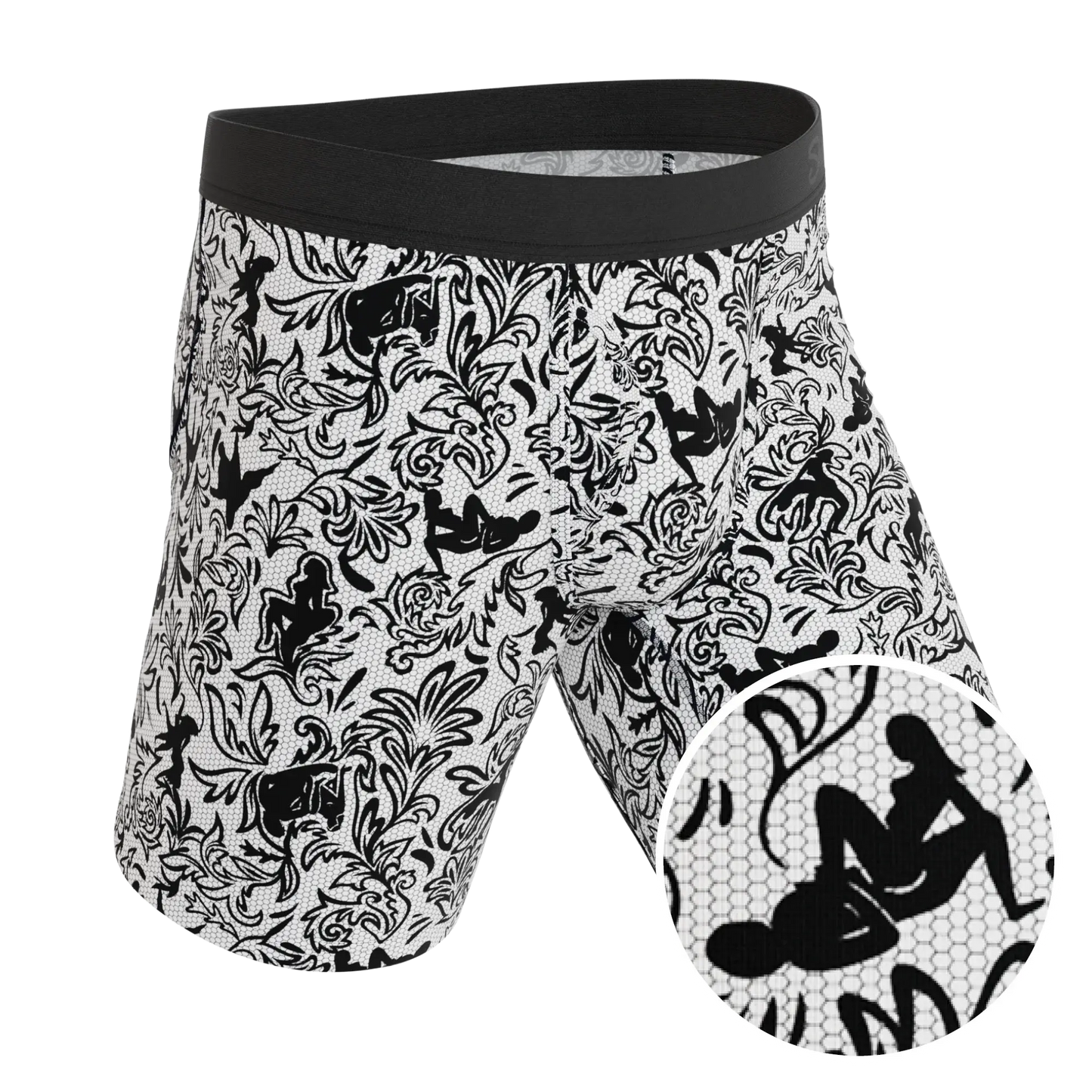 The Racy & Lacy | Provocative Lace Print Long Leg Ball Hammock® Pouch Underwear With Fly - Shinesty - Flyclothing LLC