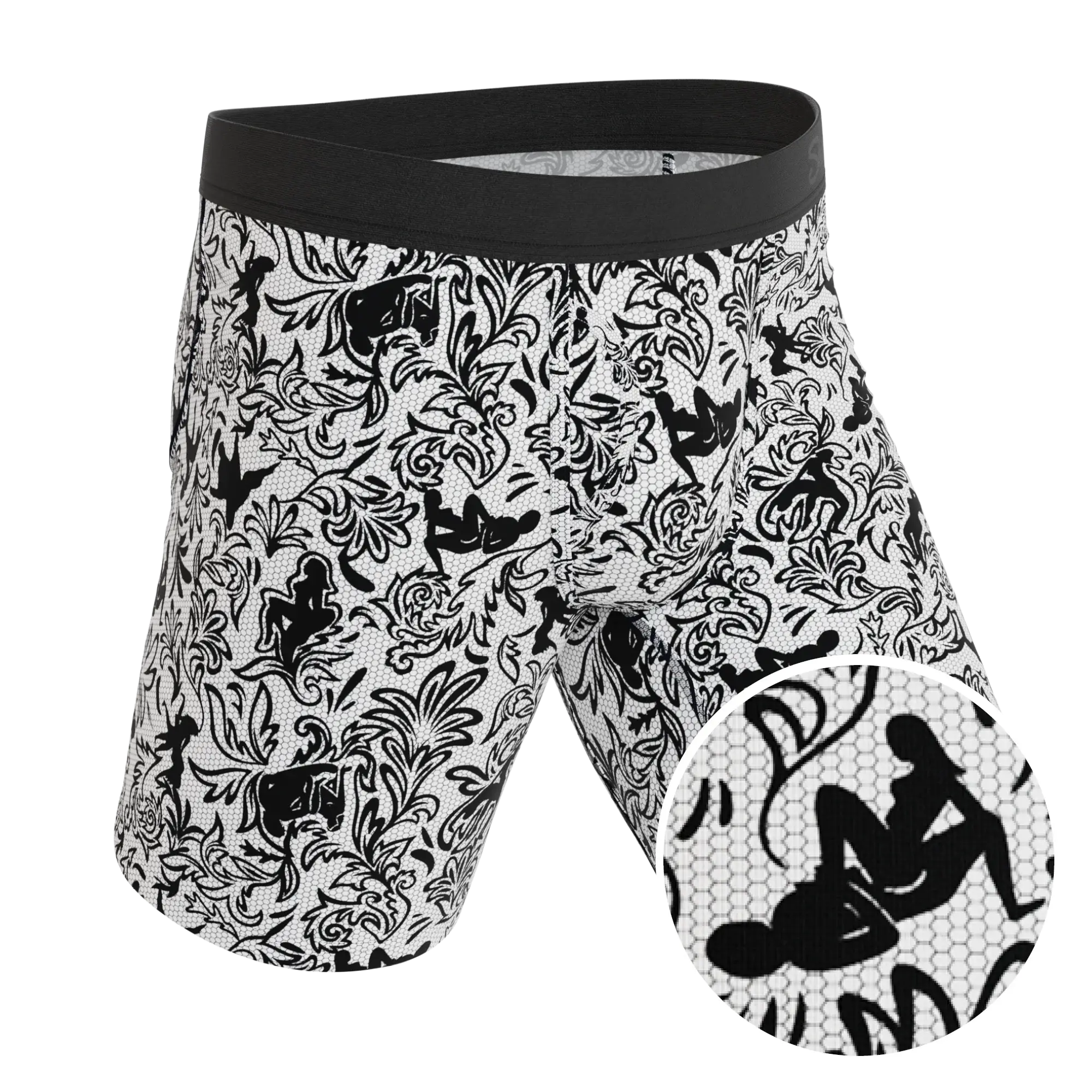 The Racy & Lacy | Provocative Lace Print Long Leg Ball Hammock® Pouch Underwear With Fly - Shinesty - Flyclothing LLC