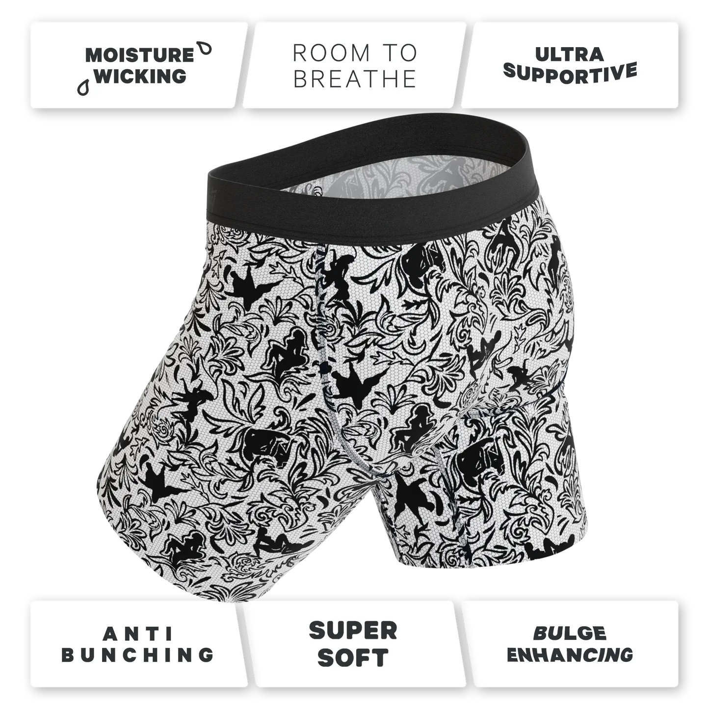 The Racy & Lacy | Provocative Lace Print Long Leg Ball Hammock® Pouch Underwear With Fly - Shinesty - Flyclothing LLC