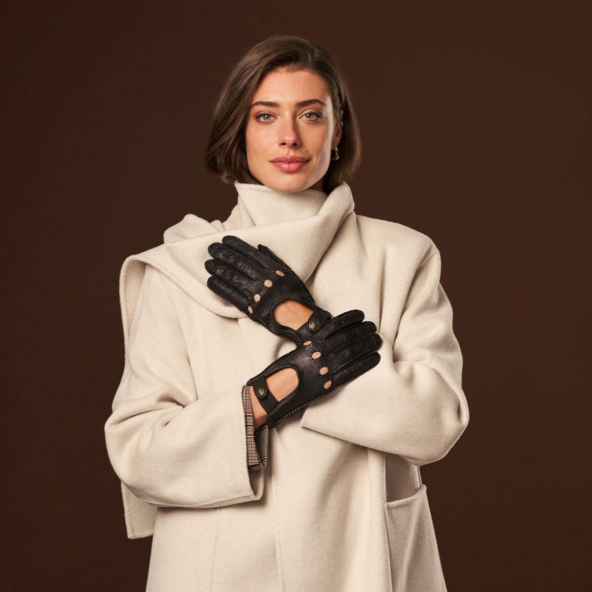 Raffaella (black) – Luxurious Italian peccary driving gloves - Leather Gloves Online - Flyclothing LLC
