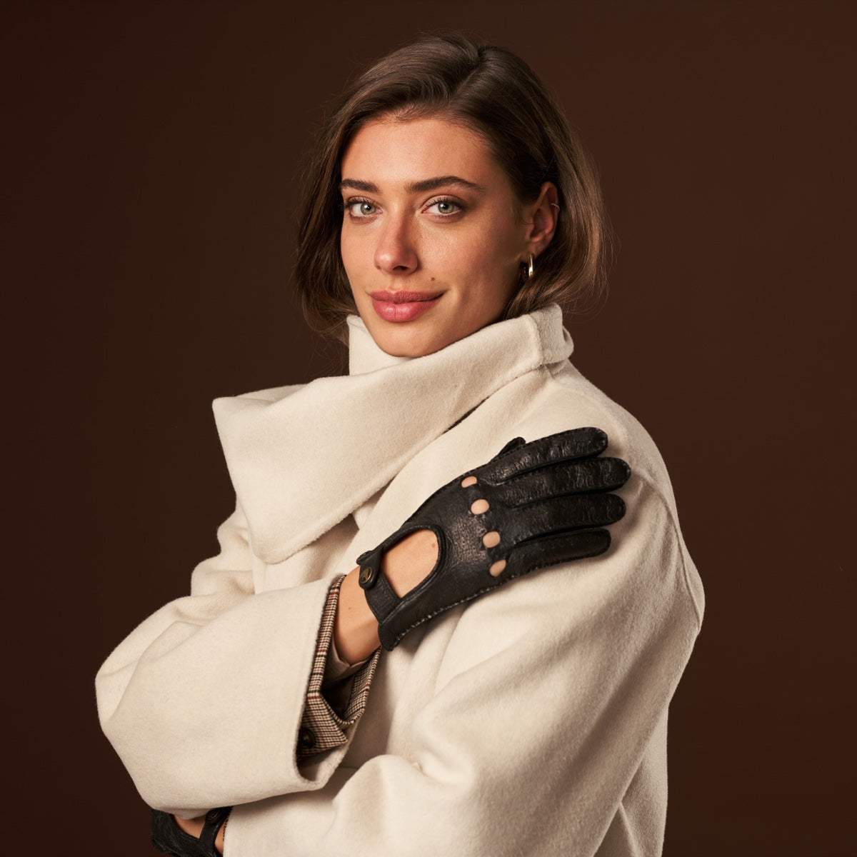 Raffaella (black) – Luxurious Italian peccary driving gloves - Leather Gloves Online - Flyclothing LLC