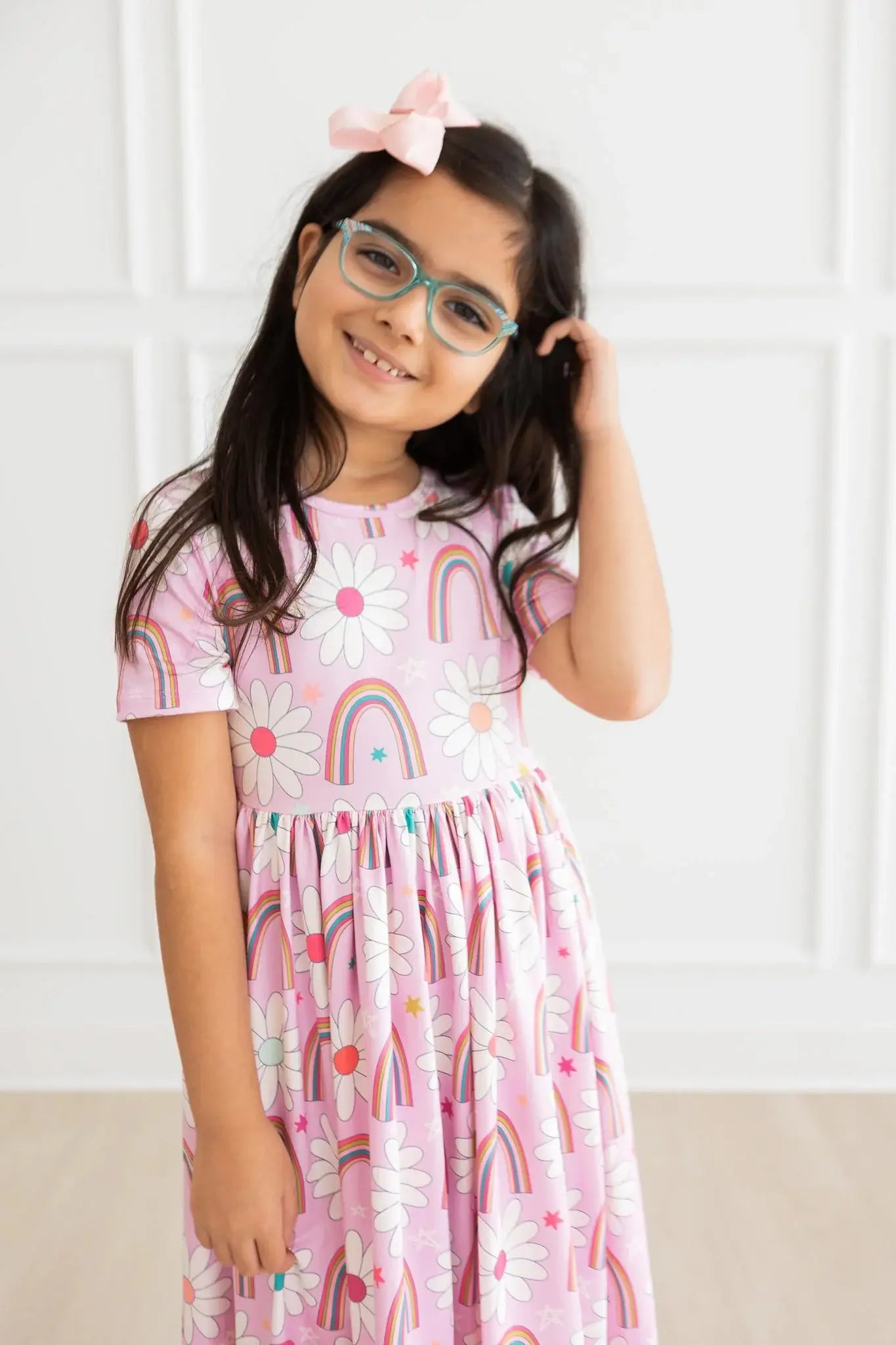 Rainbow Daisies S/S Pocket Twirl Dress - Mila & Rose ® - Flyclothing LLC