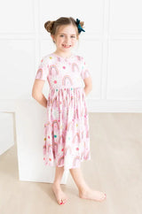 Rainbow Daisies S/S Pocket Twirl Dress - Mila & Rose ® - Flyclothing LLC