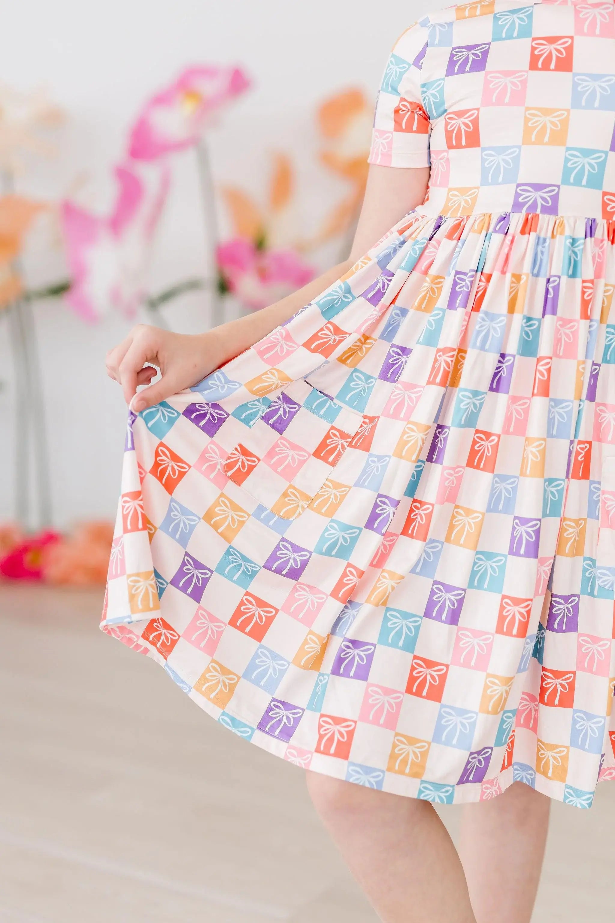 SALE Rainbow Ribbons S/S Pocket Twirl Dress - Mila & Rose ® - Flyclothing LLC