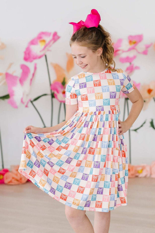 Rainbow Ribbons S/S Pocket Twirl Dress - Mila & Rose ® - Flyclothing LLC