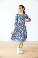Rainforest Blooms 3/4 Sleeve Pocket Twirl Dress - Mila & Rose ® - Flyclothing LLC
