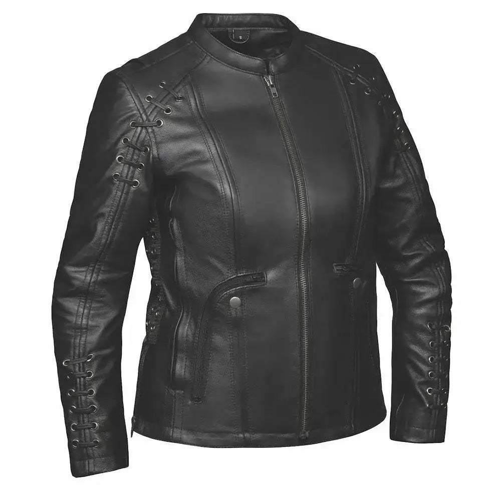 Raven - Women's Premium Leather Motorcycle Jacket - Unik Just for Bikers - Flyclothing LLC