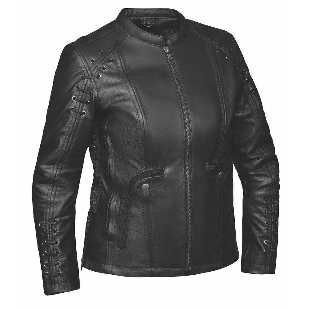 Raven - Women's Premium Leather Motorcycle Jacket - Unik Just for Bikers - Flyclothing LLC