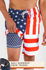 The Reagans | American Flag Patch Ball Hammock® Pouch 8" Swim Trunks - Shinesty - Flyclothing LLC