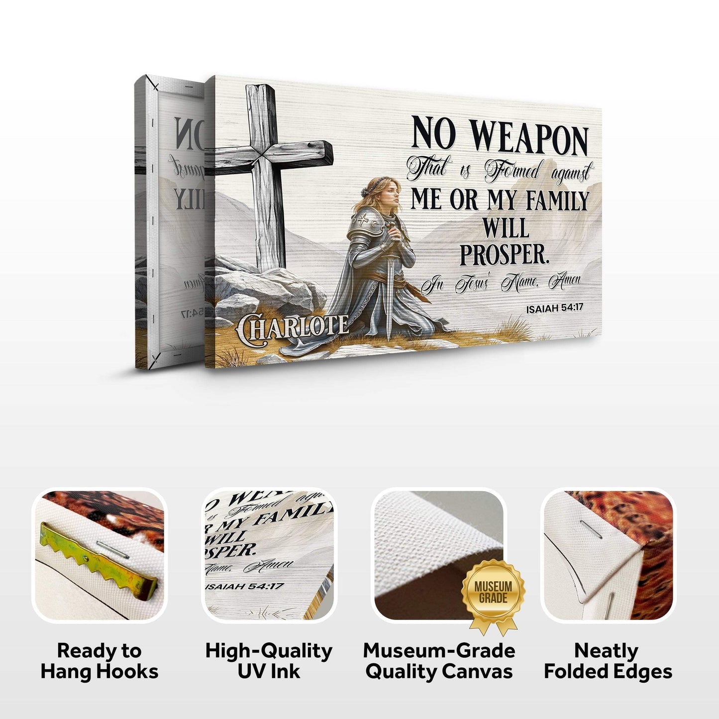 No Weapon That Is Formed Against You Will Prosper Isaiah 54:17 Faith Sign IV - Tailored Canvases - Flyclothing LLC
