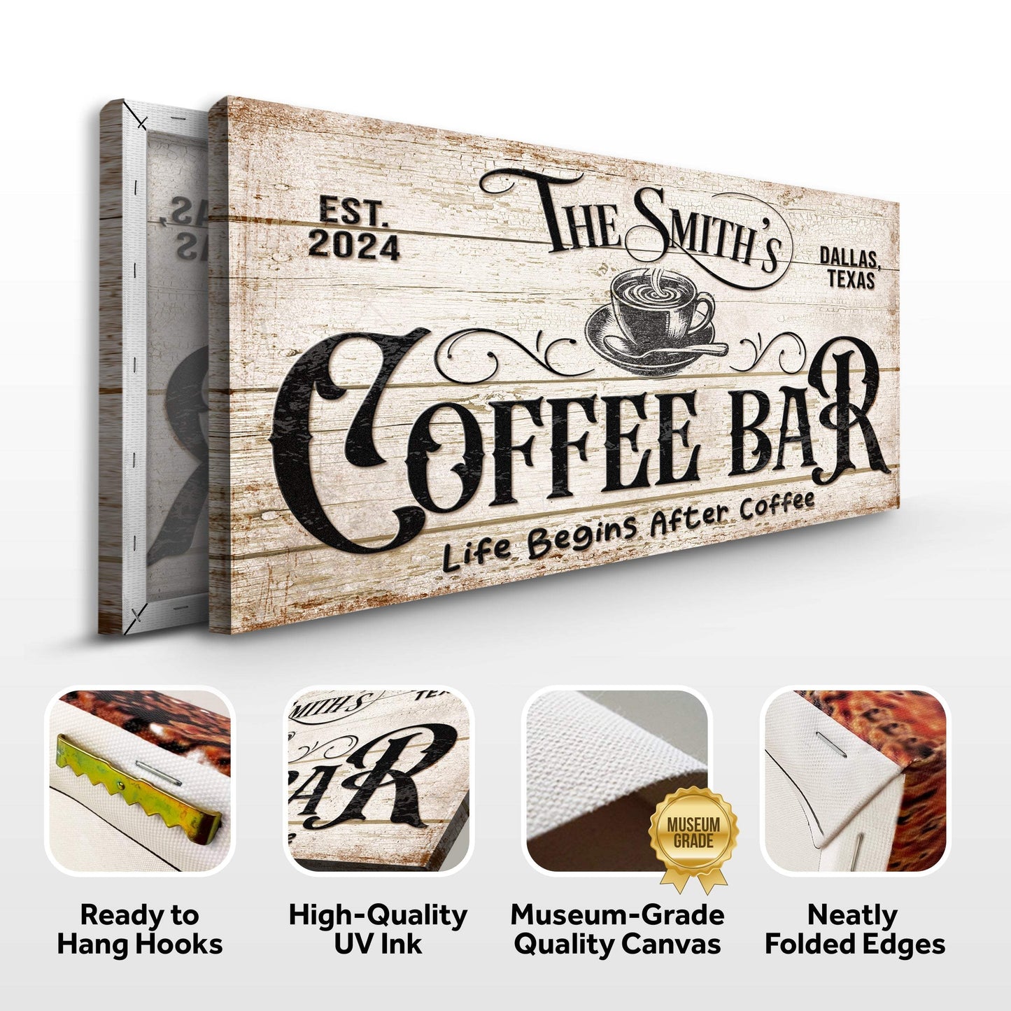 Personalized Coffee Bar Sign IV - Tailored Canvases - Flyclothing LLC