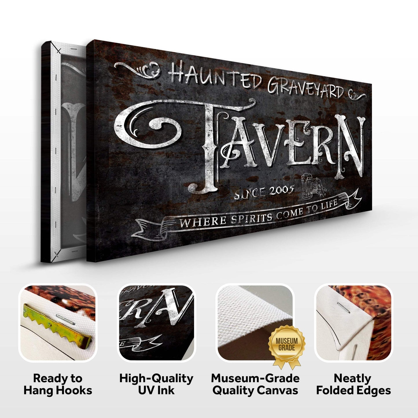 Haunted Graveyard Tavern Halloween Sign III - Tailored Canvases - Flyclothing LLC