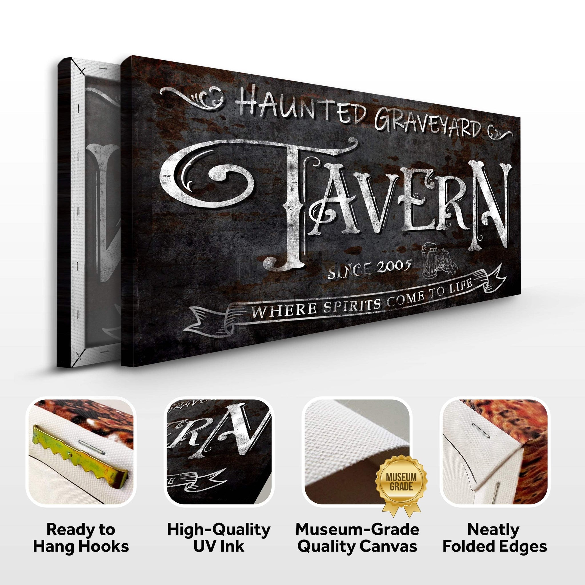 Haunted Graveyard Tavern Halloween Sign III - Tailored Canvases - Flyclothing LLC