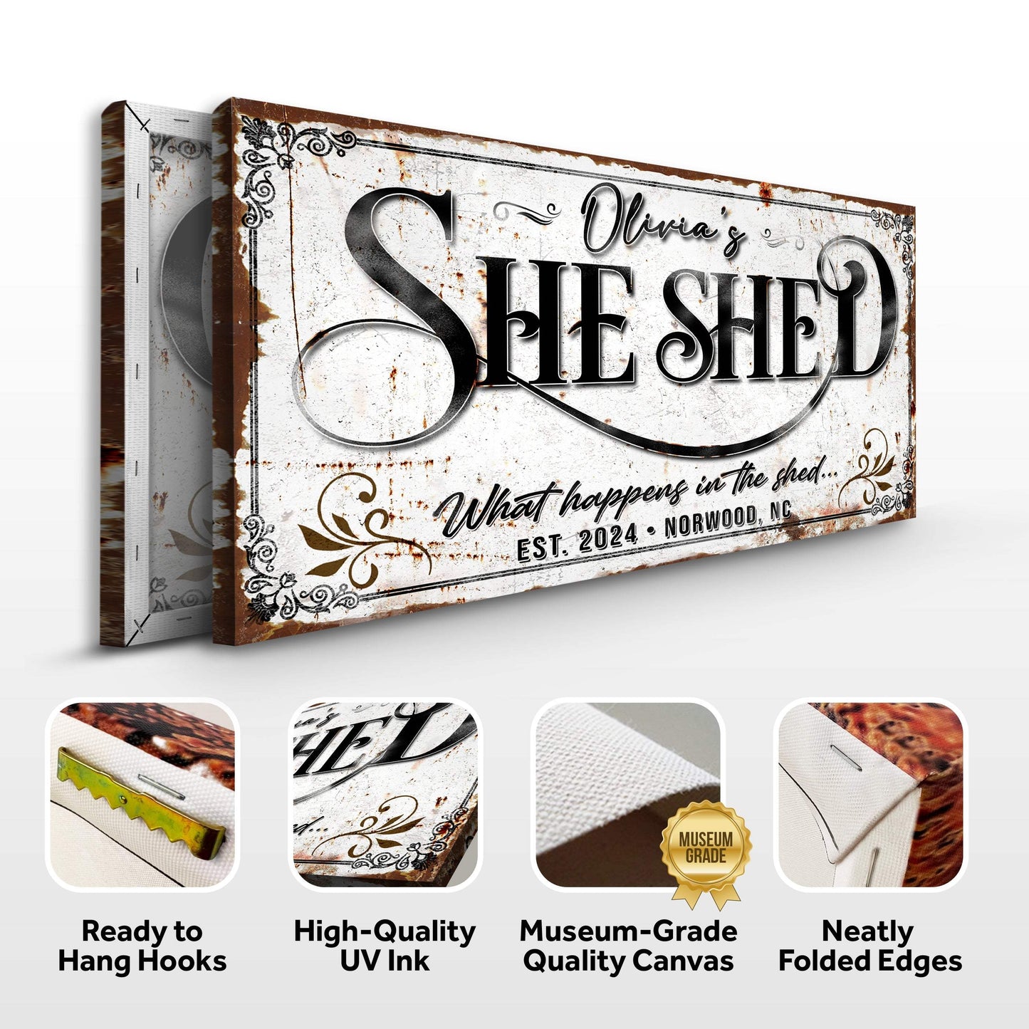 Personalized She Shed Sign XVIII - Tailored Canvases - Flyclothing LLC