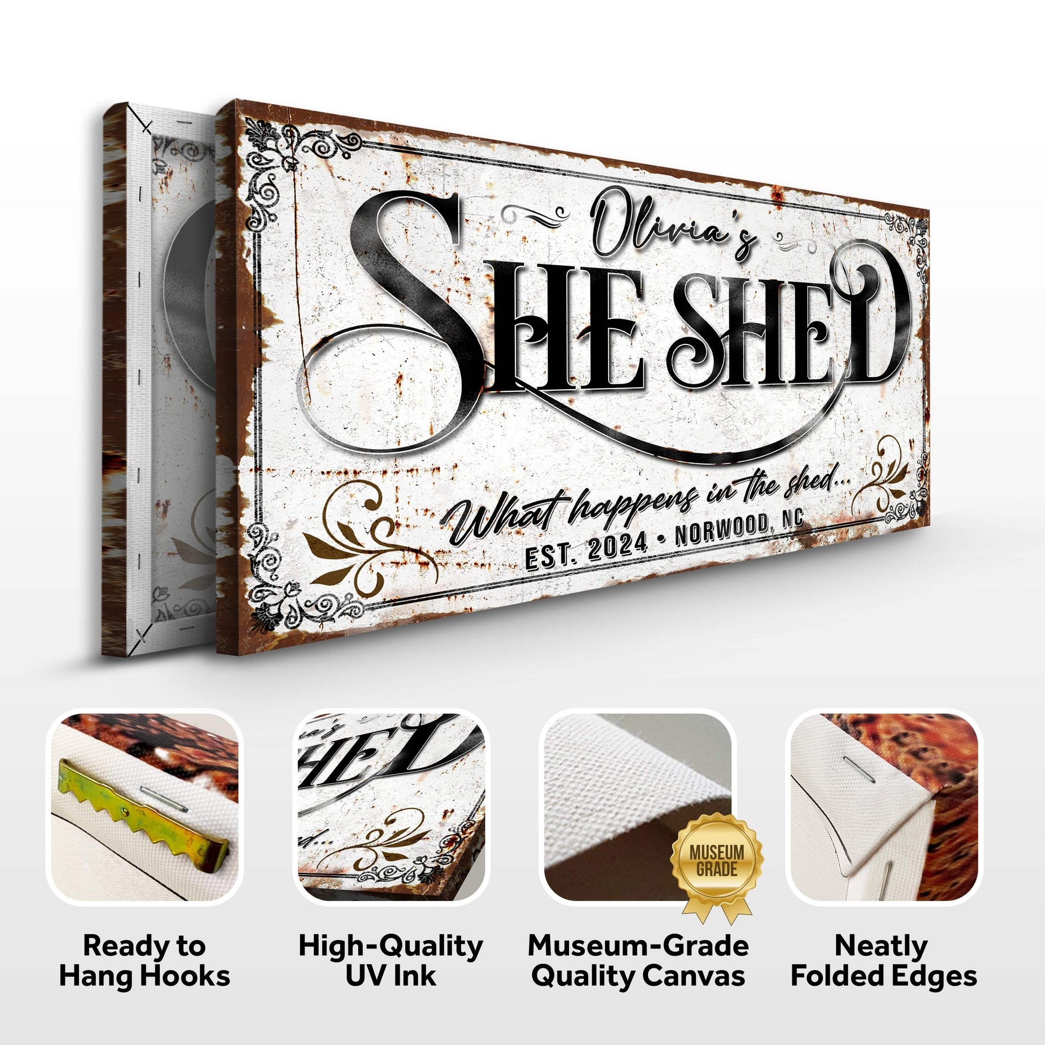 Personalized She Shed Sign XVIII - Tailored Canvases - Flyclothing LLC