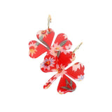 Flower Patterned Resin Clover Dangle Earrings - Madeline Love - Flyclothing LLC
