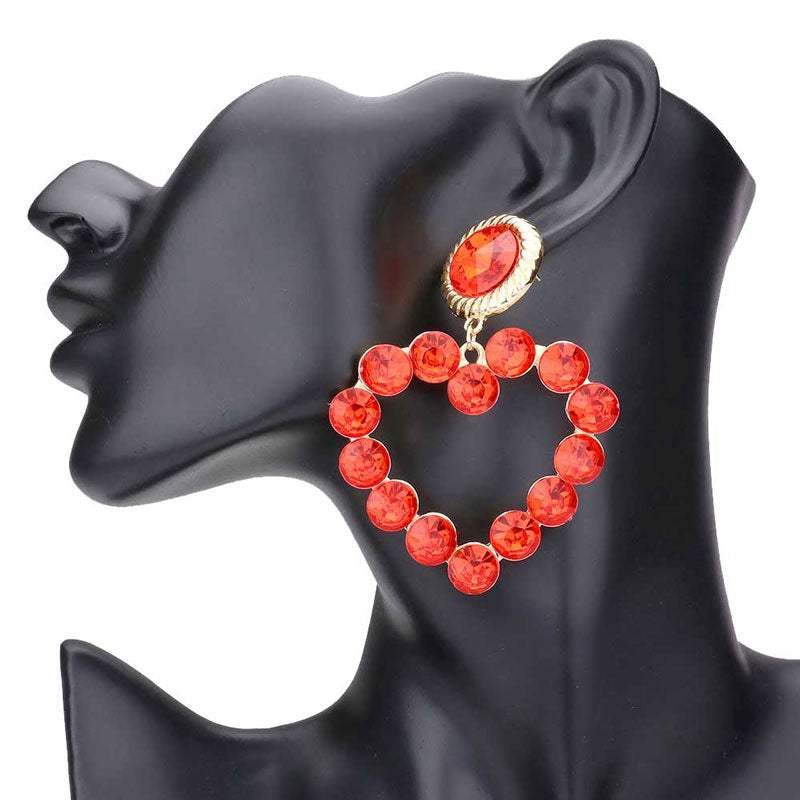 Bubble Stone Cluster Open Heart Dangle Earrings - Madeline Love - Flyclothing LLC