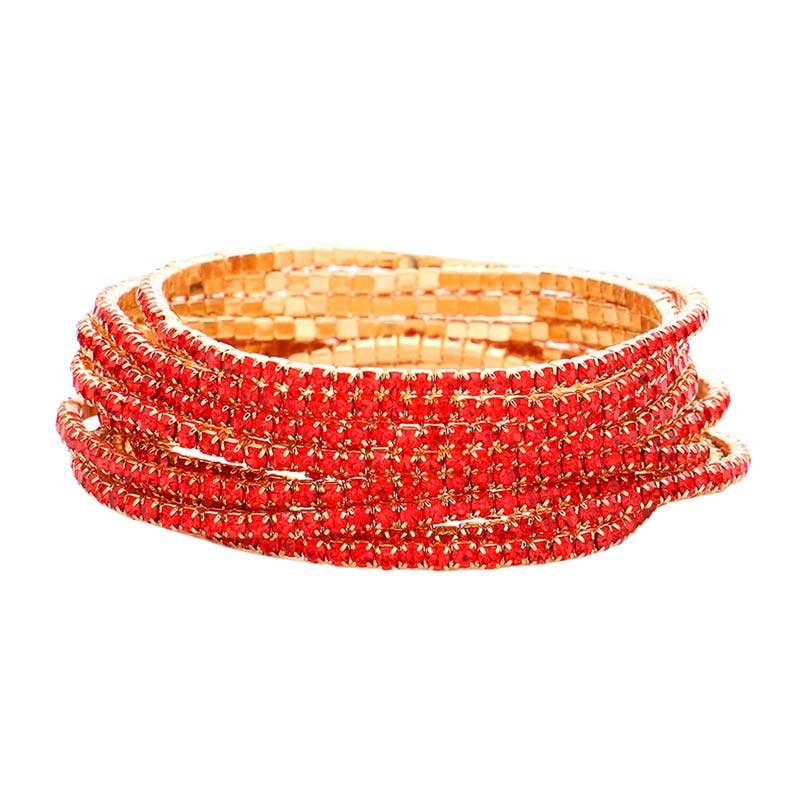 12Pcs Stackable Rhinestone Stretch Evening Bracelets - Madeline Love - Flyclothing LLC