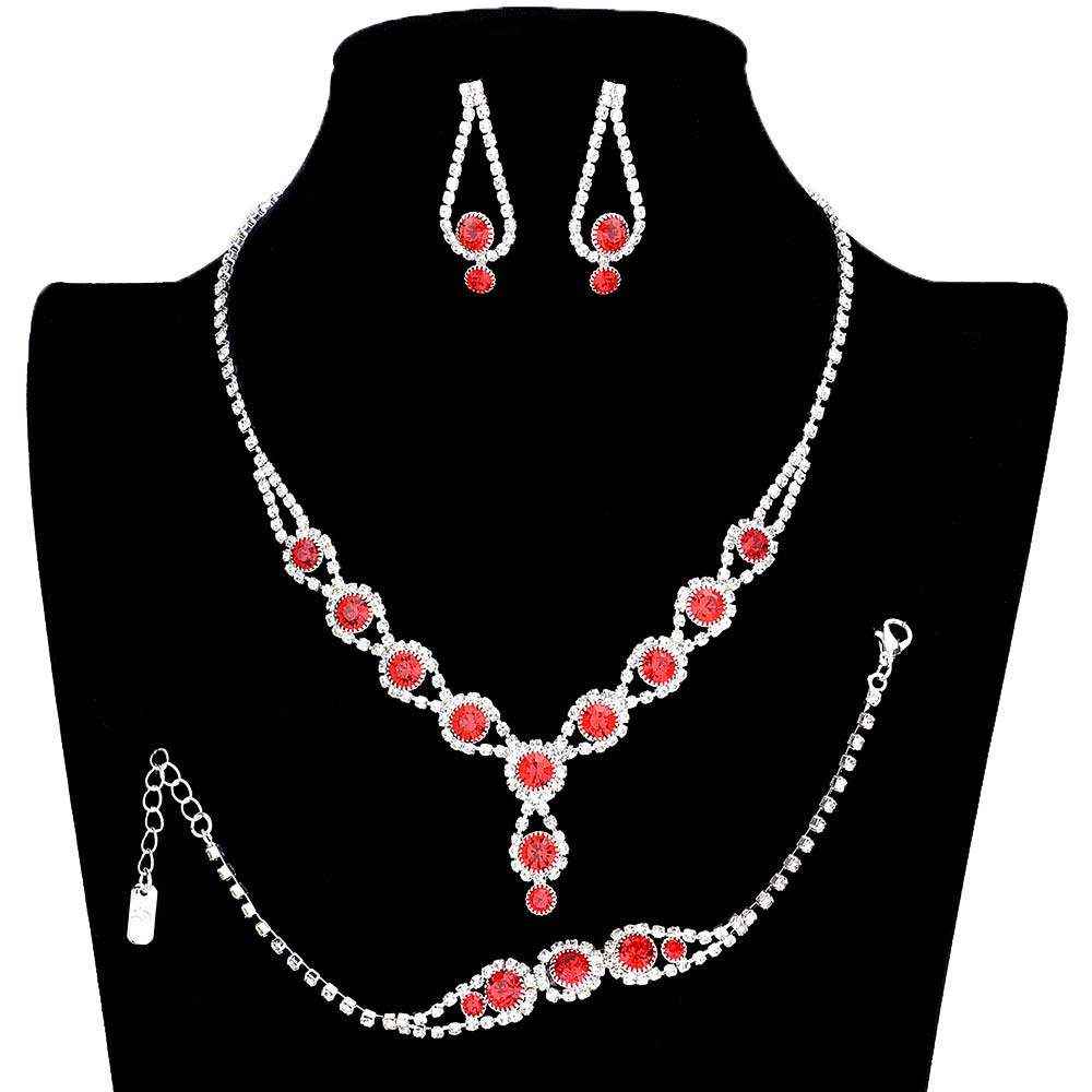 3PCS Rhinestone Bubble Necklace Jewelry Set - Madeline Love - Flyclothing LLC