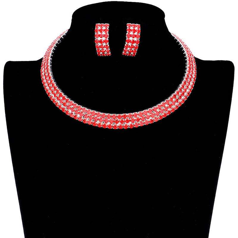 3 Rows Rhinestone Open Choker Necklace - Madeline Love - Flyclothing LLC