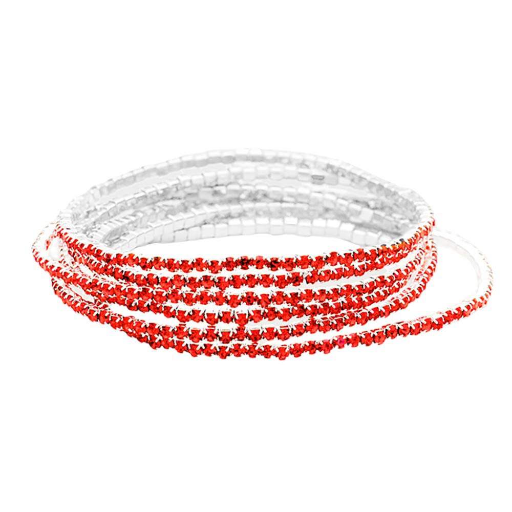 6PCS - Rhinestone Multi Layered Stretch Evening Bracelets - Madeline Love - Flyclothing LLC
