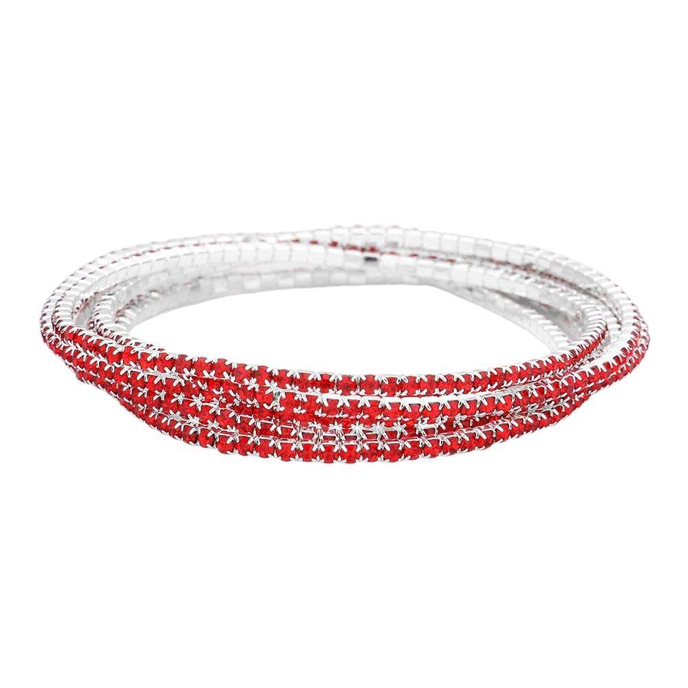 6PCS Rhinestone Multi Layered Stretch Evening Bracelets - Madeline Love - Flyclothing LLC