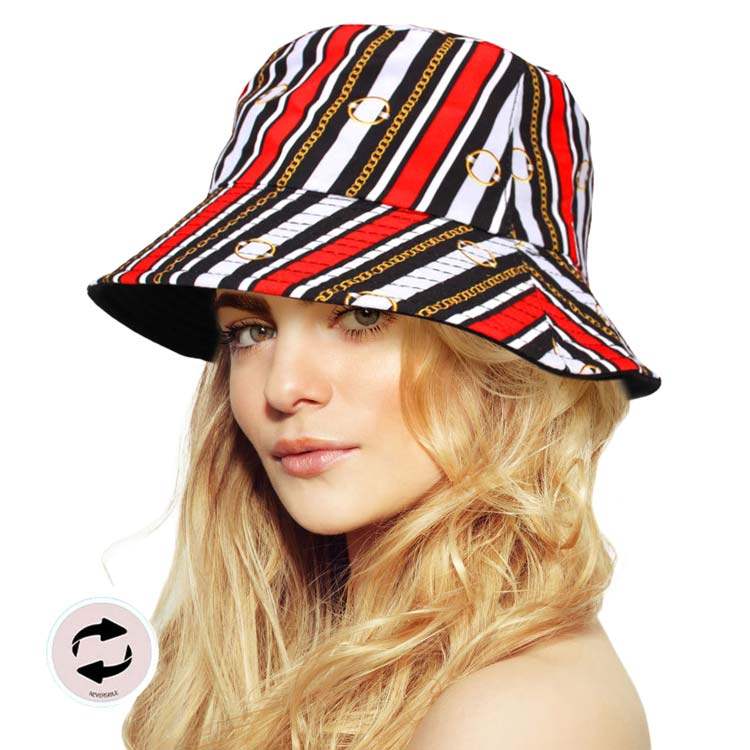 Attractive Reversible Chain Patterned Bucket Hat - Madeline Love - Flyclothing LLC