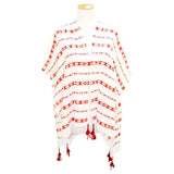 Aztec Pattern Tassel Poncho Kimono Cover Up - Madeline Love - Flyclothing LLC