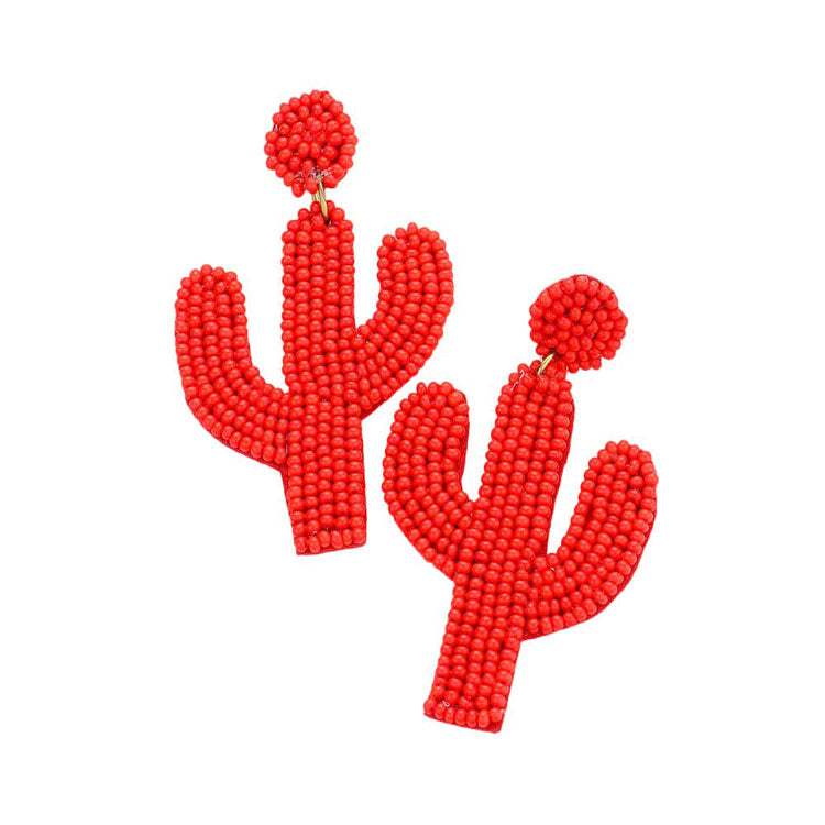 Beaded Cactus Drop Dangle Earrings - Madeline Love - Flyclothing LLC