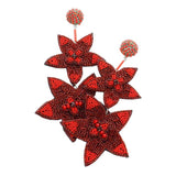 Beaded Double Flower Link Dangle Earrings - Madeline Love - Flyclothing LLC