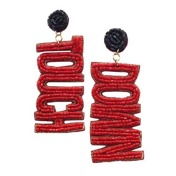 Felt Back Touch Down Message Beaded Dangle Earrings - Madeline Love - Flyclothing LLC