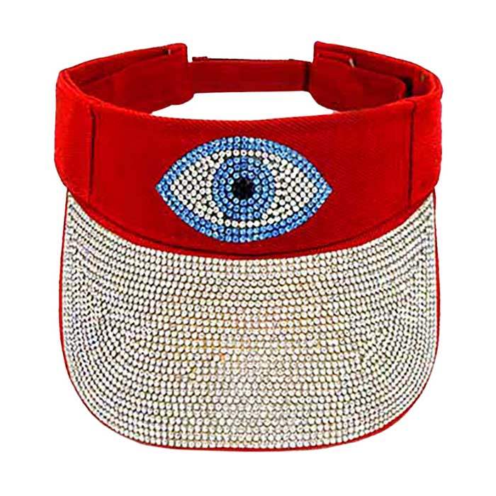 Bling Evil Eye Accented Visor Hat - Madeline Love - Flyclothing LLC