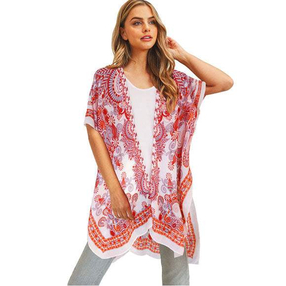Bohemian Patterned Cover Up Kimono Poncho - Madeline Love - Flyclothing LLC
