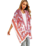 Bohemian Patterned Cover Up Kimono Poncho - Madeline Love - Flyclothing LLC
