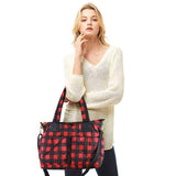 Buffalo Check Puffer Tote Bag - Madeline Love - Flyclothing LLC