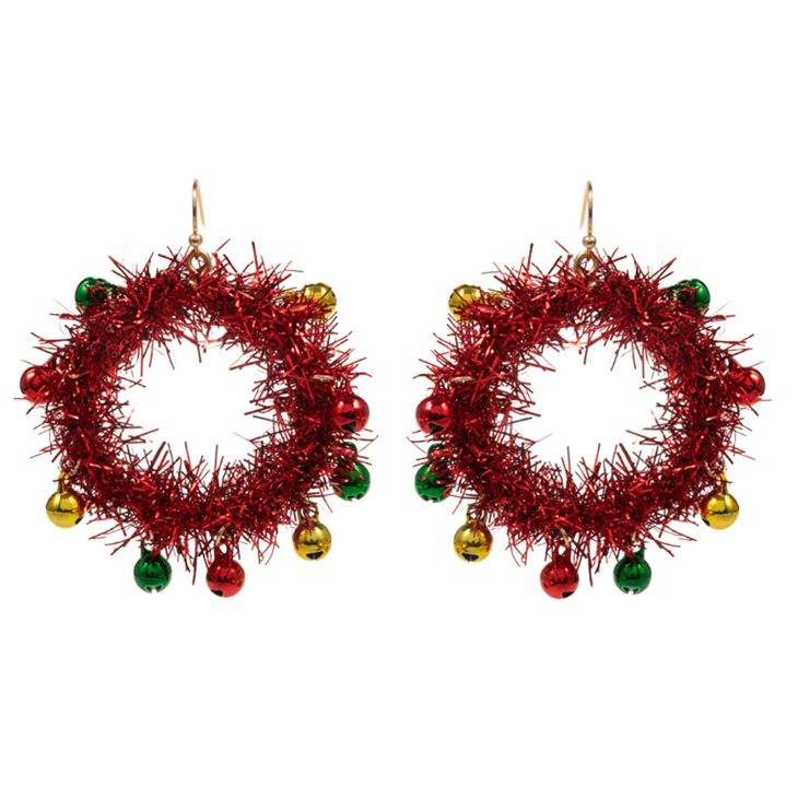 Christmas Tinsel Wreath Dangle Earrings - Madeline Love - Flyclothing LLC