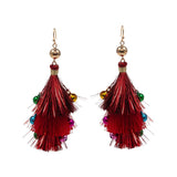 Christmas Triple Tassel Layered Dangle Earrings - Madeline Love - Flyclothing LLC