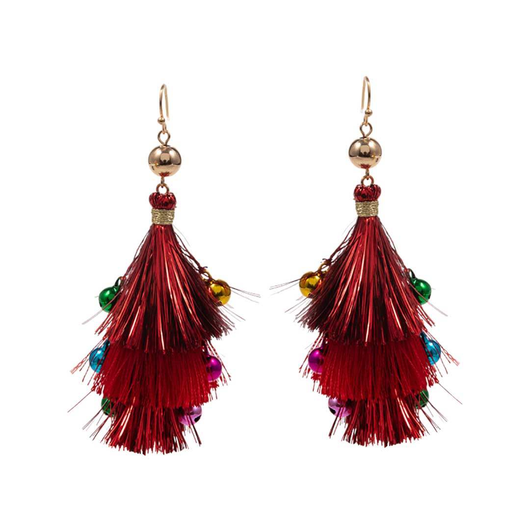 Christmas Triple Tassel Layered Dangle Earrings - Madeline Love - Flyclothing LLC
