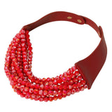 Chunky Acrylic Beaded Multi Layered Faux Leather Necklace - Madeline Love - Flyclothing LLC