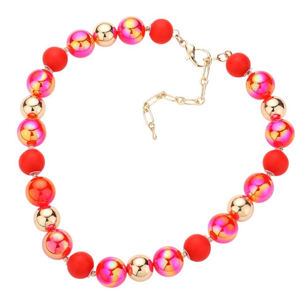 Chunky Glass Metal Ball Beaded Necklace - Madeline Love - Flyclothing LLC