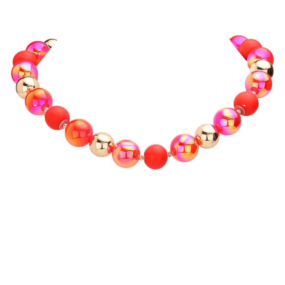 Chunky Glass Metal Ball Beaded Necklace - Madeline Love - Flyclothing LLC
