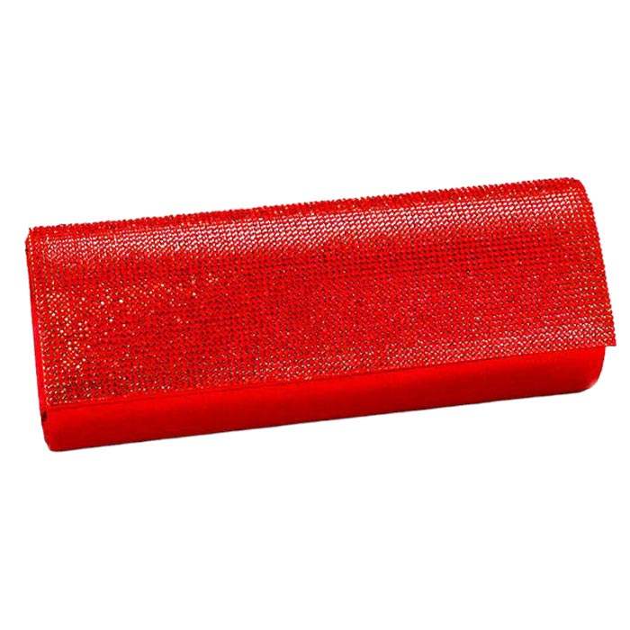 Crystal Cover Shimmery Evening Clutch Bag Metal Chain Strap - Madeline Love - Flyclothing LLC
