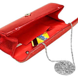 Crystal Cover Shimmery Evening Clutch Bag Metal Chain Strap - Madeline Love - Flyclothing LLC