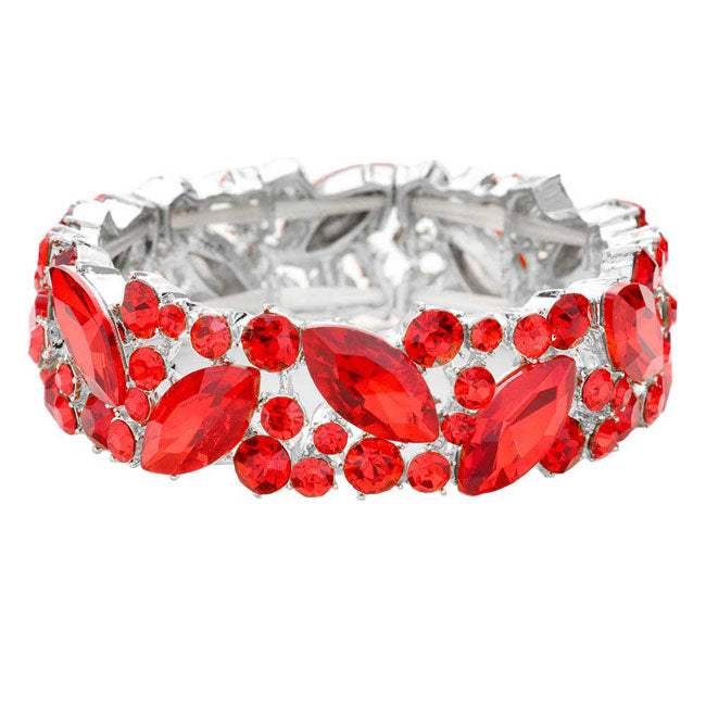 Crystal Glass Marquise Evening Stretch Bracelet - Madeline Love - Flyclothing LLC