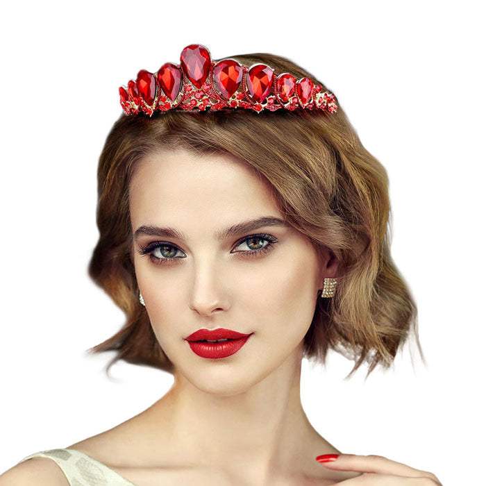 Crystal Glass Teardrop Cluster Princess Tiara - Madeline Love - Flyclothing LLC