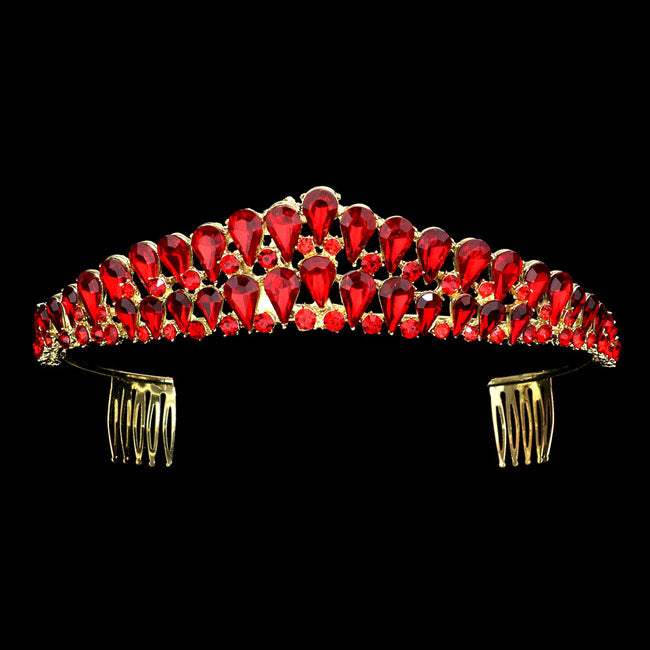 Crystal Teardrop Cluster Pageant Queen Tiara - Madeline Love - Flyclothing LLC